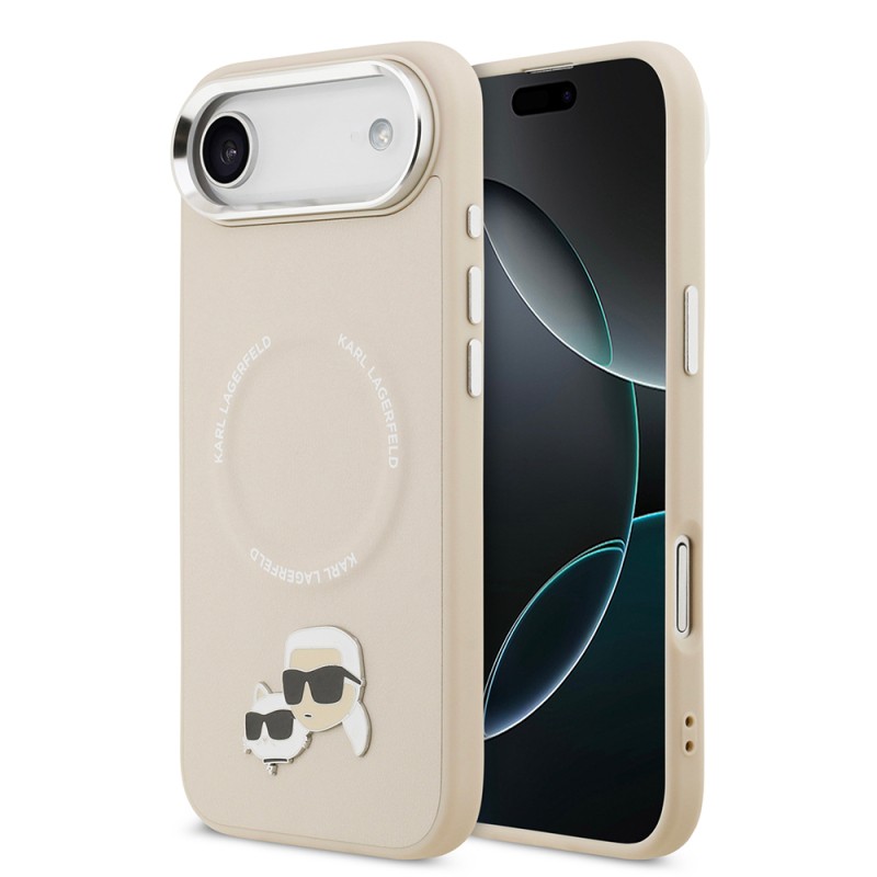 Apple iPhone 17 Air Case Karl Lagerfeld Original Licensed M-Safe Charging Feature Metal Camera and Button Design K&C PU Leather Cover - 3