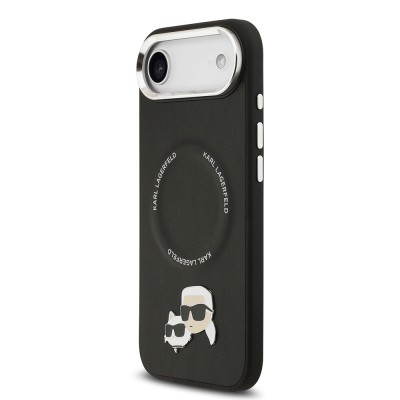 Apple iPhone 17 Air Case Karl Lagerfeld Original Licensed M-Safe Charging Feature Metal Camera and Button Design K&C PU Leather Cover - 17