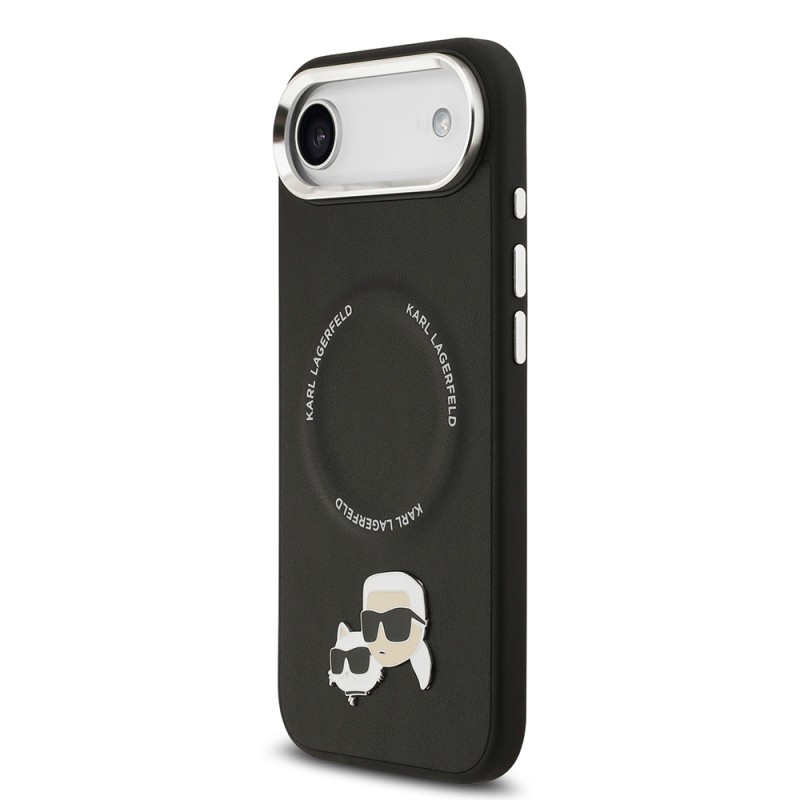 Apple iPhone 17 Air Case Karl Lagerfeld Original Licensed M-Safe Charging Feature Metal Camera and Button Design K&C PU Leather Cover - 17