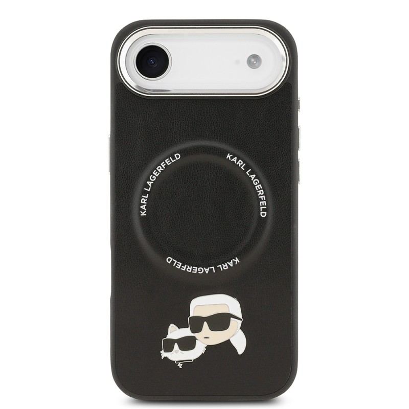 Apple iPhone 17 Air Case Karl Lagerfeld Original Licensed M-Safe Charging Feature Metal Camera and Button Design K&C PU Leather Cover - 18