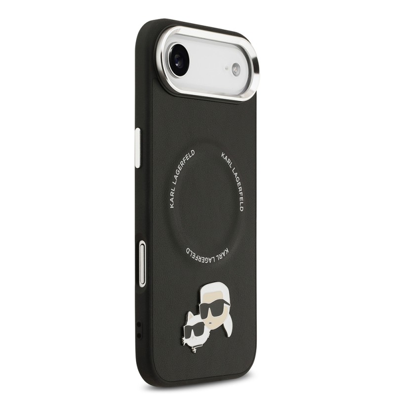 Apple iPhone 17 Air Case Karl Lagerfeld Original Licensed M-Safe Charging Feature Metal Camera and Button Design K&C PU Leather Cover - 19