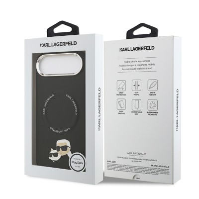 Apple iPhone 17 Air Case Karl Lagerfeld Original Licensed M-Safe Charging Feature Metal Camera and Button Design K&C PU Leather Cover - 25