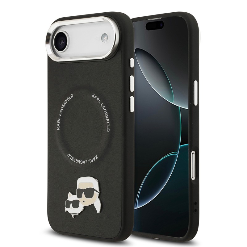 Apple iPhone 17 Air Case Karl Lagerfeld Original Licensed M-Safe Charging Feature Metal Camera and Button Design K&C PU Leather Cover - 4