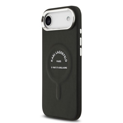 Apple iPhone 17 Air Case Karl Lagerfeld Original Licensed M-Safe Charging Feature Metal Camera and Button Design Paris RSG PU Leather Cover - 3