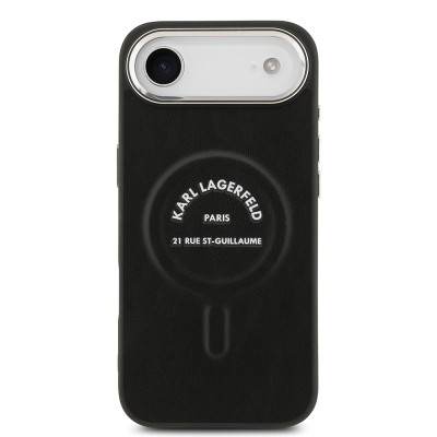 Apple iPhone 17 Air Case Karl Lagerfeld Original Licensed M-Safe Charging Feature Metal Camera and Button Design Paris RSG PU Leather Cover - 4