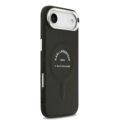 Apple iPhone 17 Air Case Karl Lagerfeld Original Licensed M-Safe Charging Feature Metal Camera and Button Design Paris RSG PU Leather Cover - 5