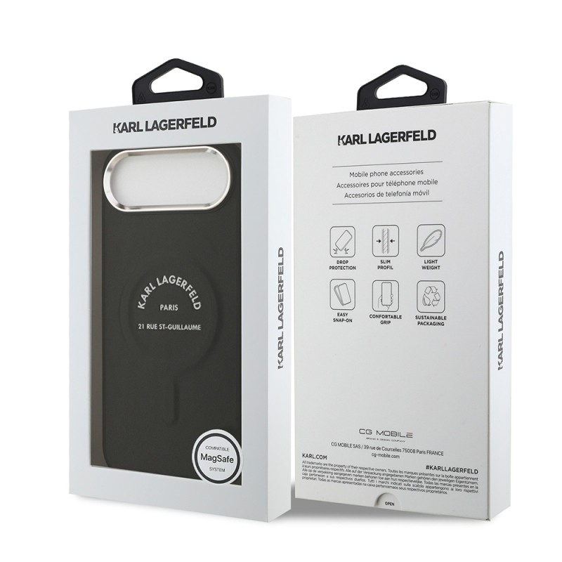 Apple iPhone 17 Air Case Karl Lagerfeld Original Licensed M-Safe Charging Feature Metal Camera and Button Design Paris RSG PU Leather Cover - 9