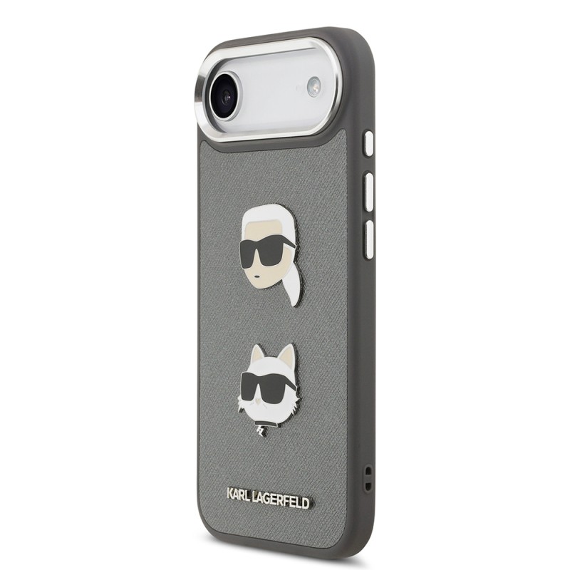 Apple iPhone 17 Air Case Karl Lagerfeld Original Licensed Metal Logo K&C Heads Pin Cover - 10