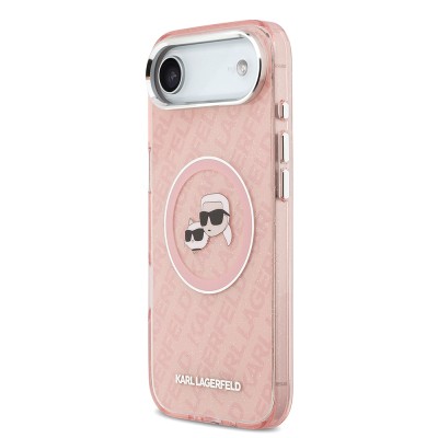 Apple iPhone 17 Air Case Karl Lagerfeld Original Licensed Shining Glittery Karl & Choupette Heads Cover - 5