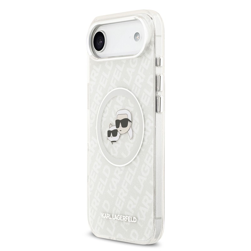 Apple iPhone 17 Air Case Karl Lagerfeld Original Licensed Shining Glittery Karl & Choupette Heads Cover - 17