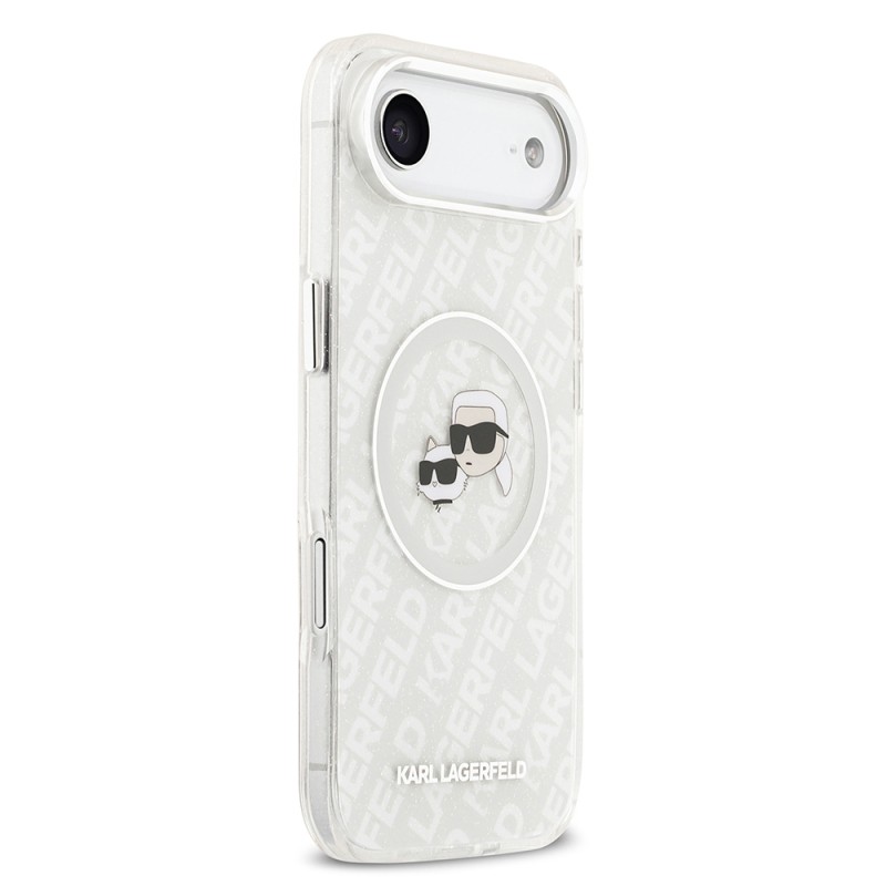 Apple iPhone 17 Air Case Karl Lagerfeld Original Licensed Shining Glittery Karl & Choupette Heads Cover - 19