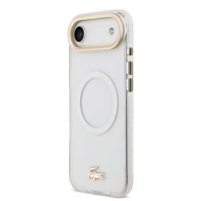 Apple iPhone 17 Air Case Lacoste Original Licensed M-Safe Charging Feature Gold Crocodile Logo Frosted Cover - 5