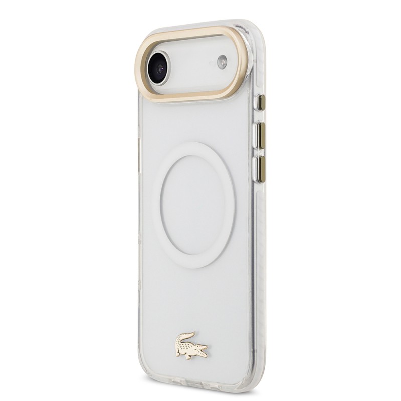 Apple iPhone 17 Air Case Lacoste Original Licensed M-Safe Charging Feature Gold Crocodile Logo Frosted Cover - 5