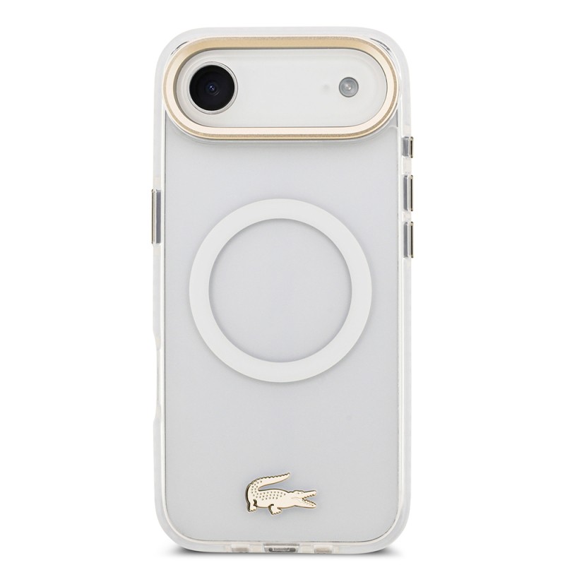 Apple iPhone 17 Air Case Lacoste Original Licensed M-Safe Charging Feature Gold Crocodile Logo Frosted Cover - 6
