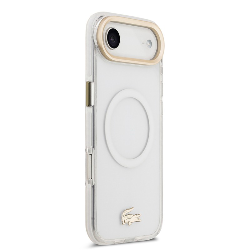 Apple iPhone 17 Air Case Lacoste Original Licensed M-Safe Charging Feature Gold Crocodile Logo Frosted Cover - 7