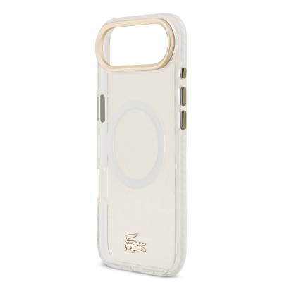 Apple iPhone 17 Air Case Lacoste Original Licensed M-Safe Charging Feature Gold Crocodile Logo Frosted Cover - 9