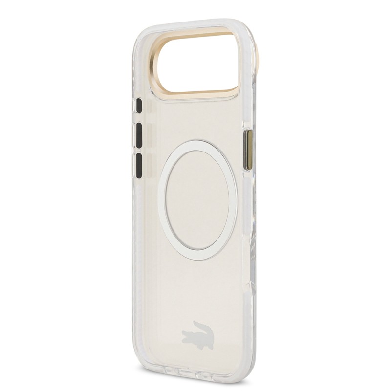 Apple iPhone 17 Air Case Lacoste Original Licensed M-Safe Charging Feature Gold Crocodile Logo Frosted Cover - 10
