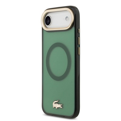 Apple iPhone 17 Air Case Lacoste Original Licensed M-Safe Charging Feature Gold Crocodile Logo Frosted Cover - 12