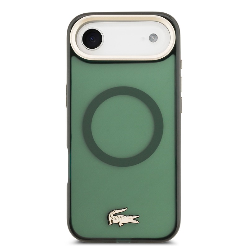 Apple iPhone 17 Air Case Lacoste Original Licensed M-Safe Charging Feature Gold Crocodile Logo Frosted Cover - 13