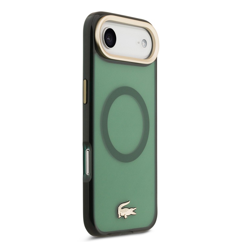 Apple iPhone 17 Air Case Lacoste Original Licensed M-Safe Charging Feature Gold Crocodile Logo Frosted Cover - 14