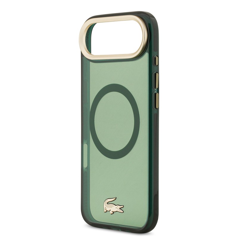 Apple iPhone 17 Air Case Lacoste Original Licensed M-Safe Charging Feature Gold Crocodile Logo Frosted Cover - 16