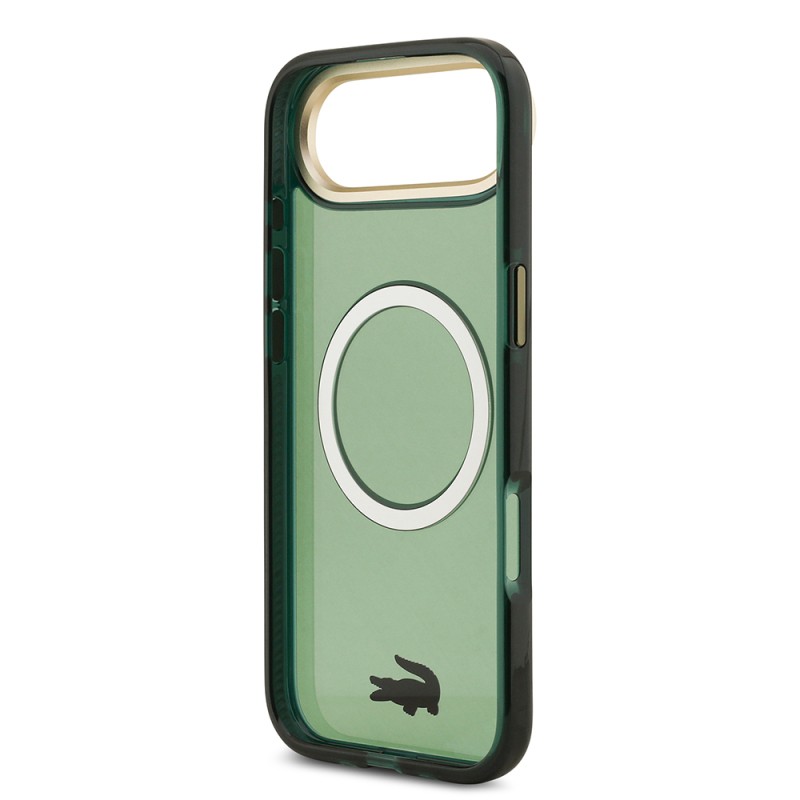 Apple iPhone 17 Air Case Lacoste Original Licensed M-Safe Charging Feature Gold Crocodile Logo Frosted Cover - 17