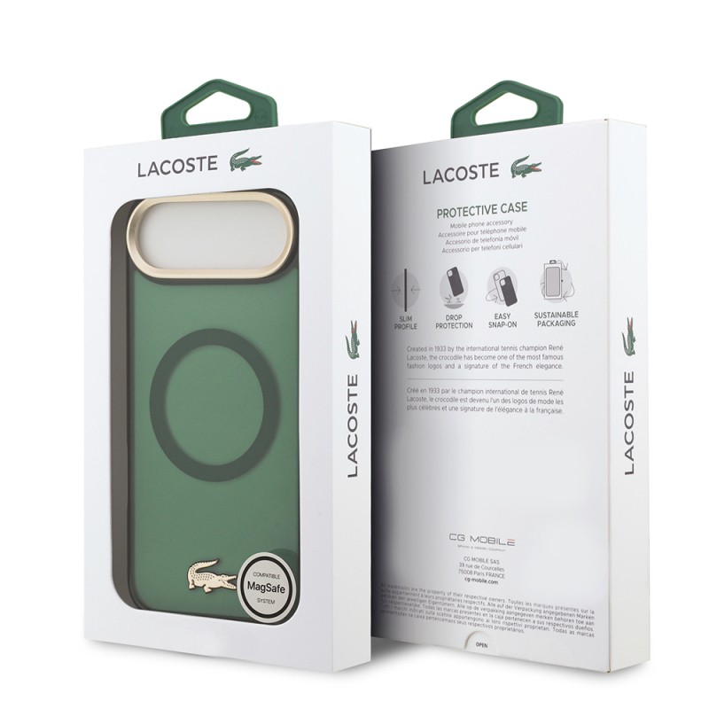 Apple iPhone 17 Air Case Lacoste Original Licensed M-Safe Charging Feature Gold Crocodile Logo Frosted Cover - 18
