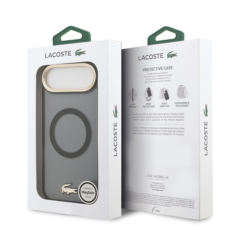 Apple iPhone 17 Air Case Lacoste Original Licensed M-Safe Charging Feature Gold Crocodile Logo Frosted Cover - 25
