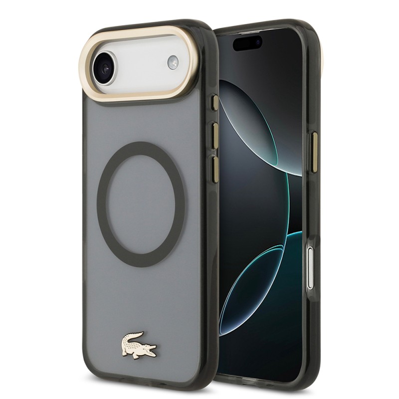 Apple iPhone 17 Air Case Lacoste Original Licensed M-Safe Charging Feature Gold Crocodile Logo Frosted Cover - 4