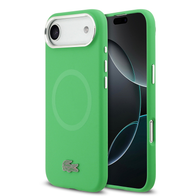 Apple iPhone 17 Air Case Lacoste Original Licensed M-Safe Charging Feature Iconic Logo Metal Camera Frame Silicone Cover - Lacoste
