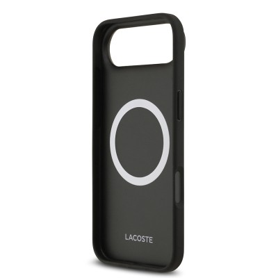 Apple iPhone 17 Air Case Lacoste Original Licensed M-Safe Charging Feature PU Leather Design Card Holder Mixed Monogram Pattern Cover - 8