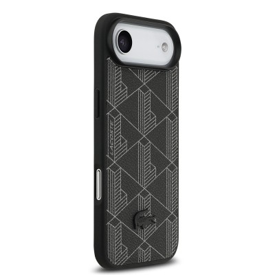 Apple iPhone 17 Air Case Lacoste Original Licensed M-Safe Charging Feature PU Leather Design Card Holder Mixed Monogram Pattern Cover - 14