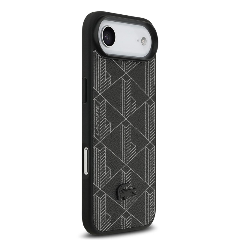 Apple iPhone 17 Air Case Lacoste Original Licensed M-Safe Charging Feature PU Leather Design Card Holder Mixed Monogram Pattern Cover - 14