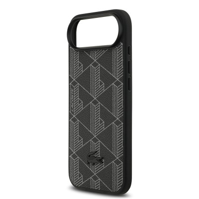 Apple iPhone 17 Air Case Lacoste Original Licensed M-Safe Charging Feature PU Leather Design Card Holder Mixed Monogram Pattern Cover - 16