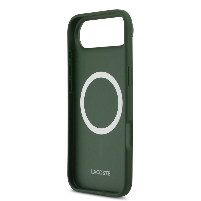 Apple iPhone 17 Air Case Lacoste Original Licensed M-Safe Charging Feature PU Leather Design Metal Logo Cover - 9