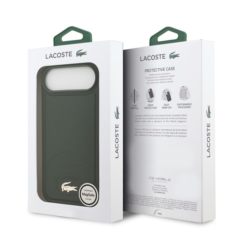 Apple iPhone 17 Air Case Lacoste Original Licensed M-Safe Charging Feature PU Leather Design Metal Logo Cover - 17