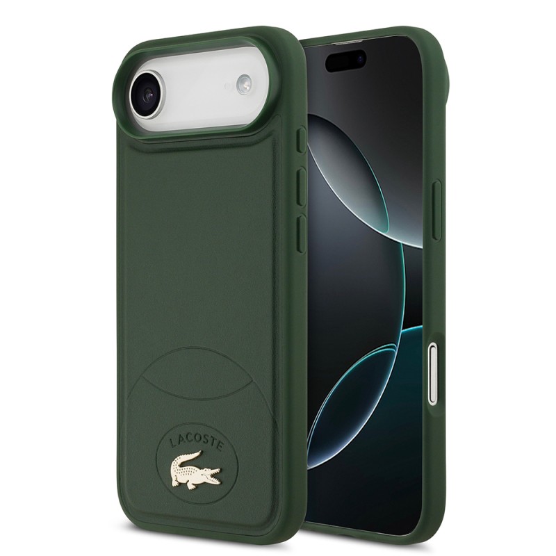 Apple iPhone 17 Air Case Lacoste Original Licensed M-Safe Charging Feature PU Leather Design Metal Logo Cover - 1