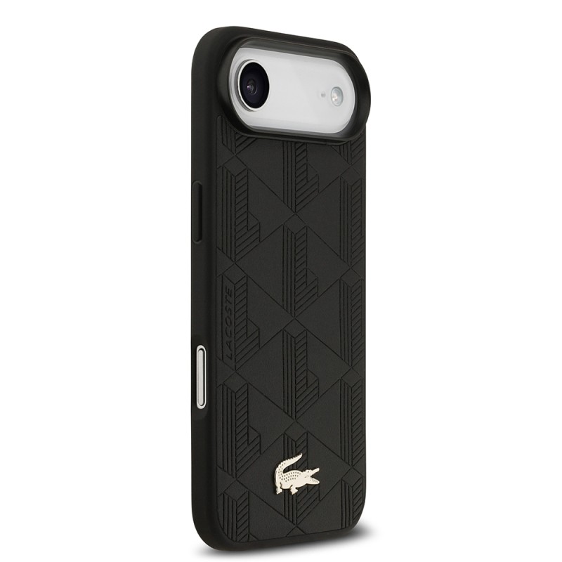Apple iPhone 17 Air Case Lacoste Original Licensed M-Safe Charging Feature PU Leather Design Mixed Monogram Pattern Cover - 5
