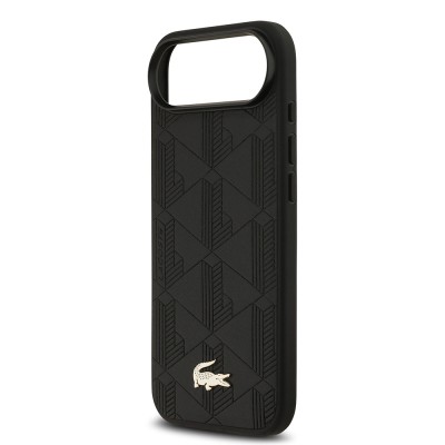 Apple iPhone 17 Air Case Lacoste Original Licensed M-Safe Charging Feature PU Leather Design Mixed Monogram Pattern Cover - 8
