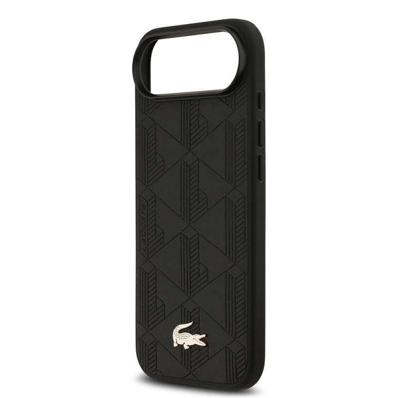 Apple iPhone 17 Air Case Lacoste Original Licensed M-Safe Charging Feature PU Leather Design Mixed Monogram Pattern Cover - 8