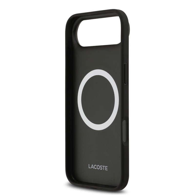 Apple iPhone 17 Air Case Lacoste Original Licensed M-Safe Charging Feature PU Leather Design Mixed Monogram Pattern Cover - 9