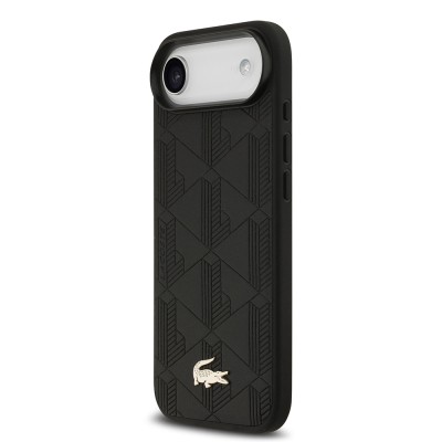 Apple iPhone 17 Air Case Lacoste Original Licensed M-Safe Charging Feature PU Leather Design Mixed Monogram Pattern Cover - 6