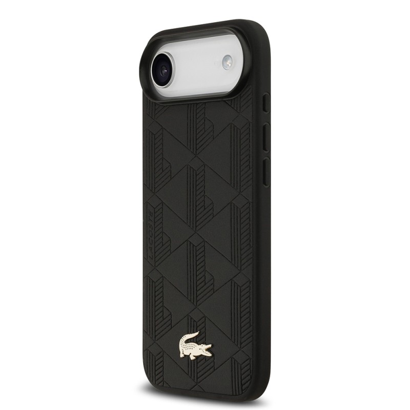Apple iPhone 17 Air Case Lacoste Original Licensed M-Safe Charging Feature PU Leather Design Mixed Monogram Pattern Cover - 6