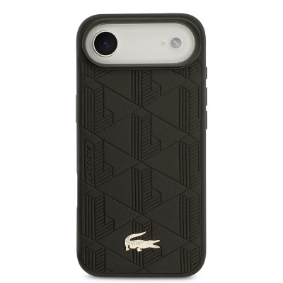 Apple iPhone 17 Air Case Lacoste Original Licensed M-Safe Charging Feature PU Leather Design Mixed Monogram Pattern Cover - 4