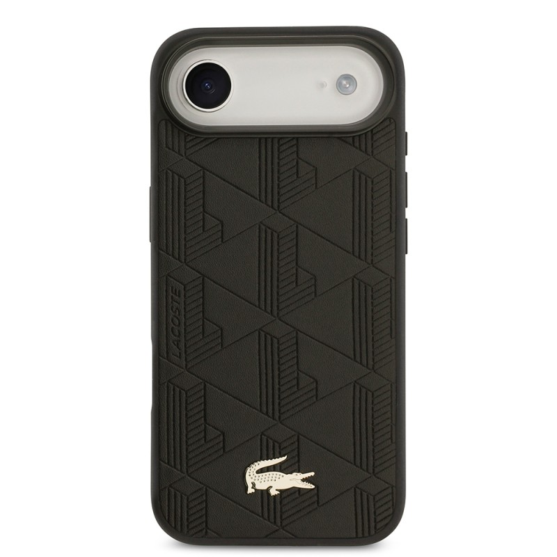 Apple iPhone 17 Air Case Lacoste Original Licensed M-Safe Charging Feature PU Leather Design Mixed Monogram Pattern Cover - 4