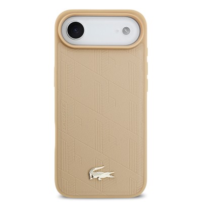 Apple iPhone 17 Air Case Lacoste Original Licensed M-Safe Charging Feature PU Leather Design Mixed Monogram Pattern Cover - 12