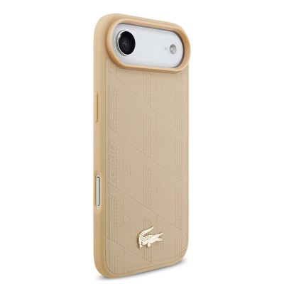 Apple iPhone 17 Air Case Lacoste Original Licensed M-Safe Charging Feature PU Leather Design Mixed Monogram Pattern Cover - 13