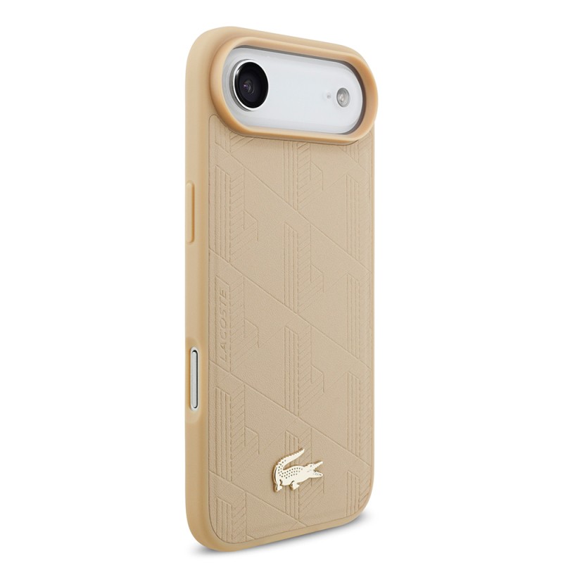 Apple iPhone 17 Air Case Lacoste Original Licensed M-Safe Charging Feature PU Leather Design Mixed Monogram Pattern Cover - 13