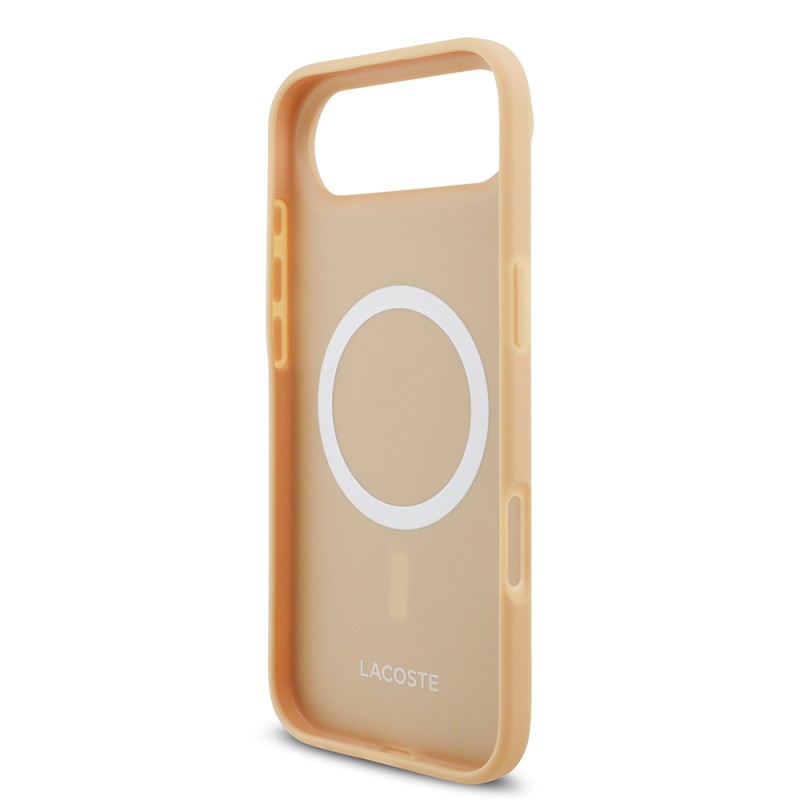 Apple iPhone 17 Air Case Lacoste Original Licensed M-Safe Charging Feature PU Leather Design Mixed Monogram Pattern Cover - 16
