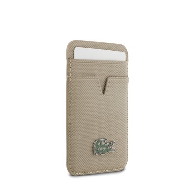 Apple iPhone 17 Air Case Lacoste Original Licensed M-Safe Charging Feature PU Pique Pattern Metal Logo Card Holder Cover - 24